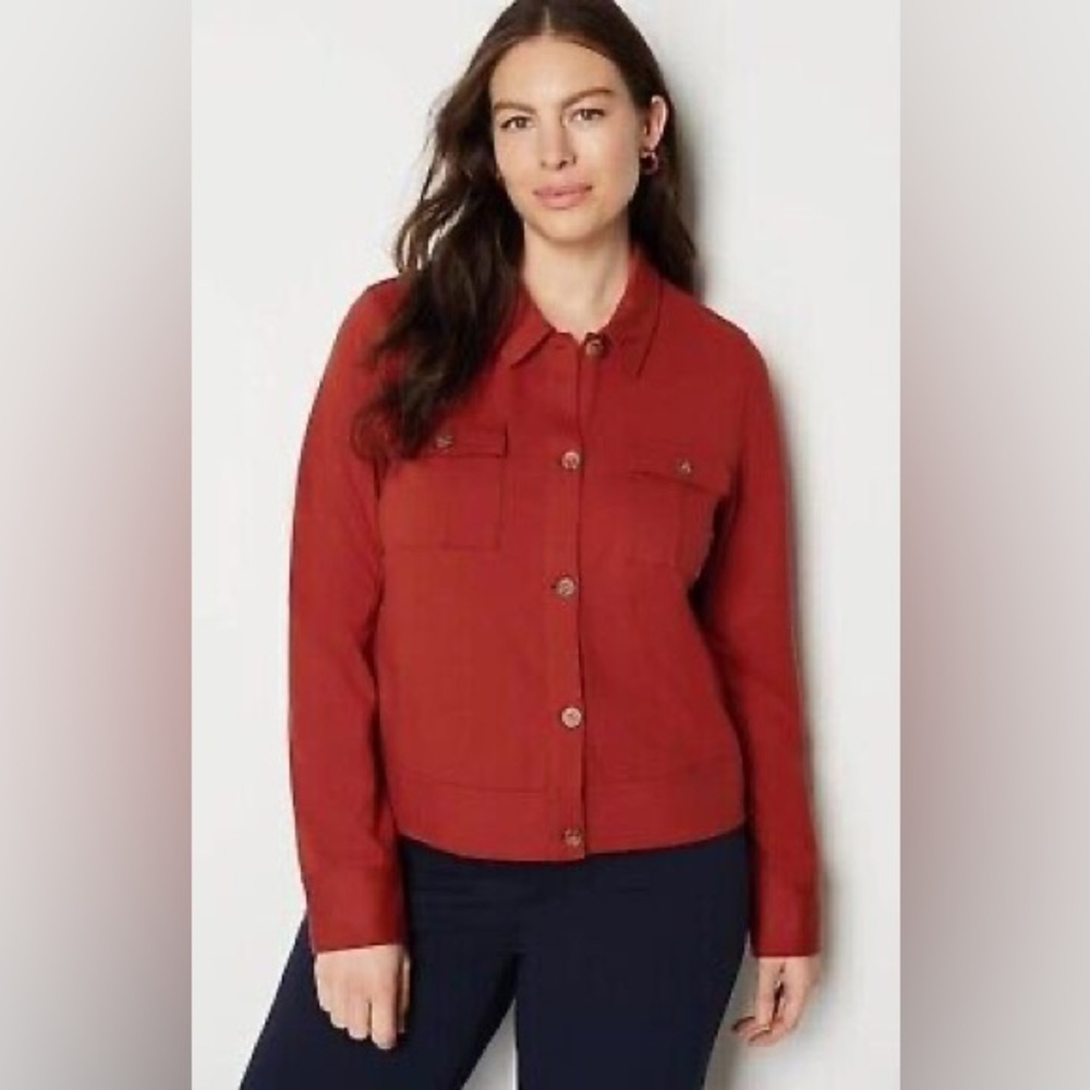 J.Jill- Wearever Collection Womens Double Face Jersey Jacket Terracotta Coat 3X